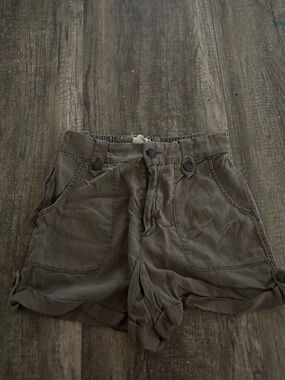 Nicole Miller Olive Utility Roll-Hem Shorts